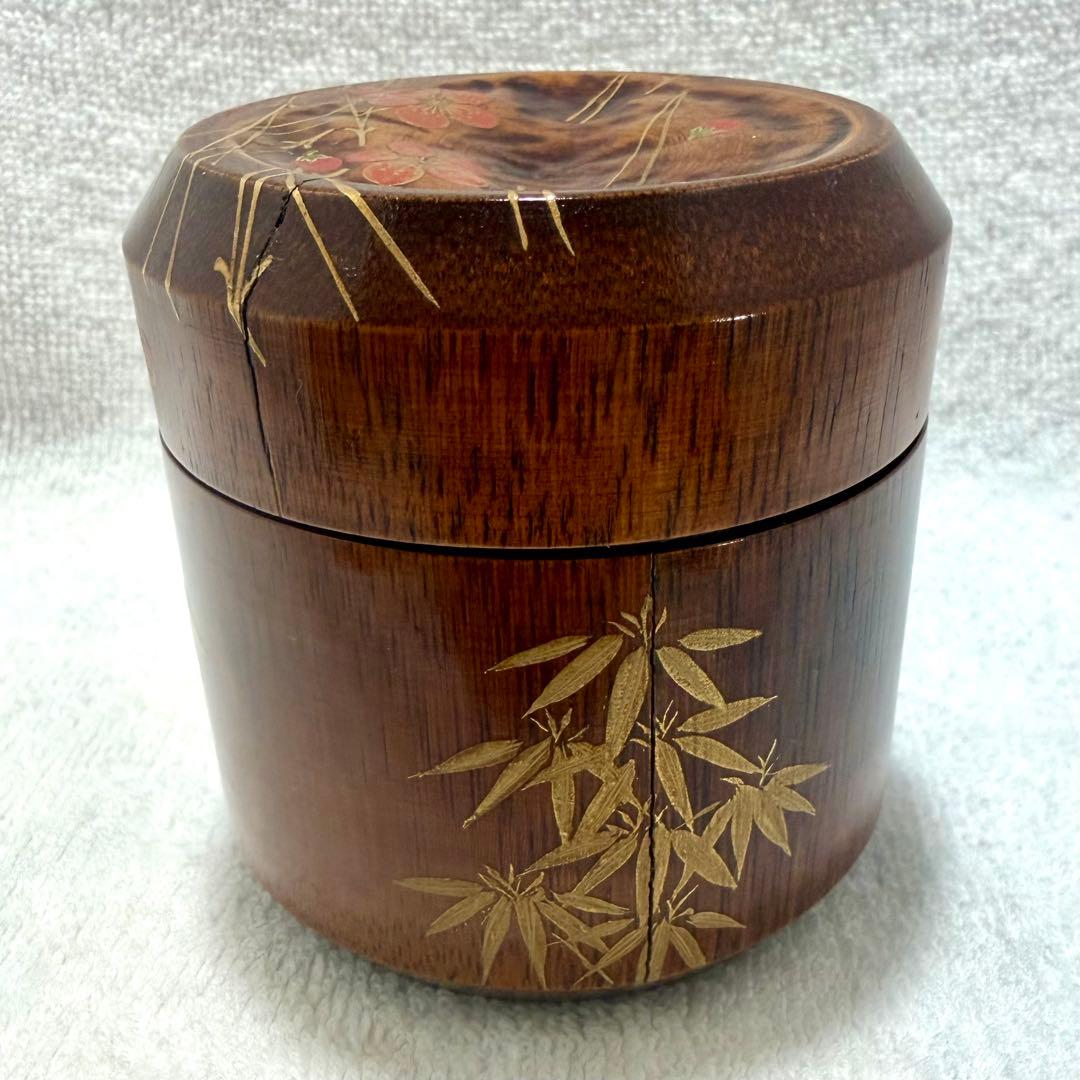 ［訳あり］茶道具 棗 竹 雪吹 松竹梅蒔絵 山本翠松作【匿名配送】