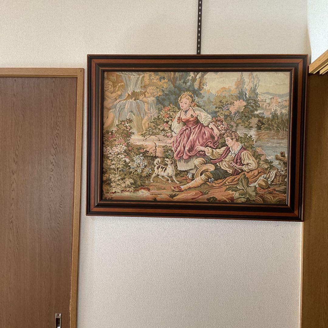 刺繍アート メルヘン調 大型インテリア壁掛け 木枠額装仕立て