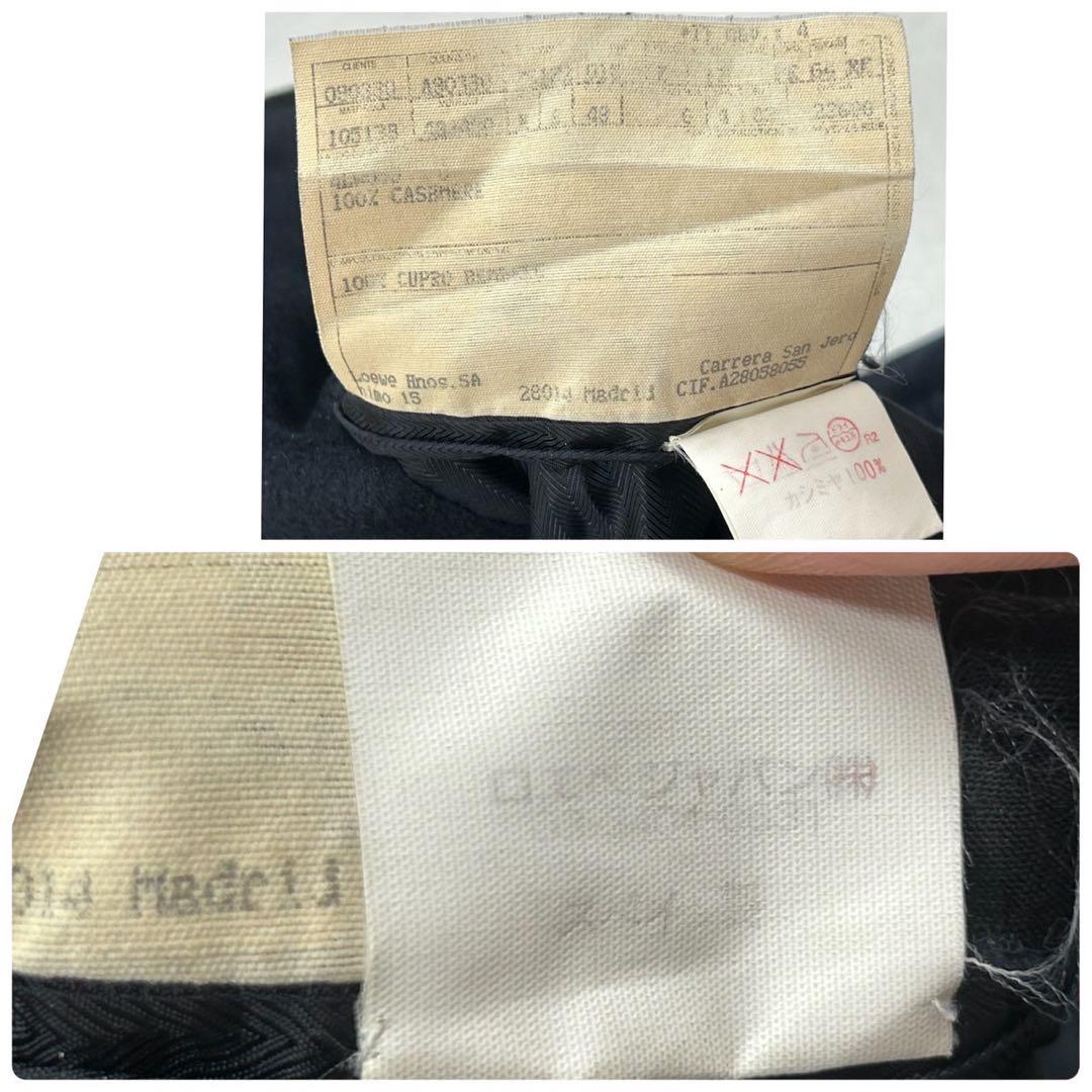 I248 L ロエベ カシミヤ100% ロングコート ネイビー メンズ