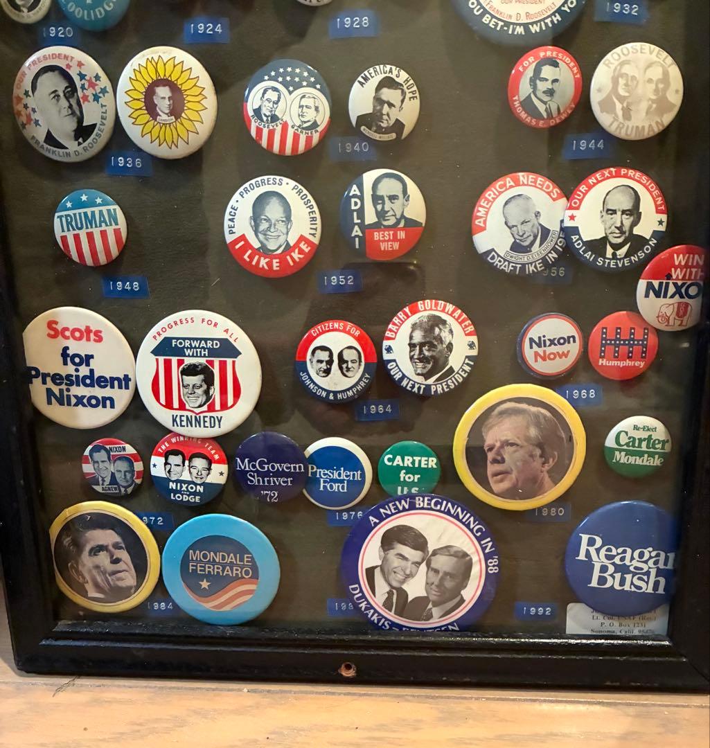 アメリカ大統領　選挙　缶バッジ　ビンテージ　アメリカン雑貨　ガレージ　額装