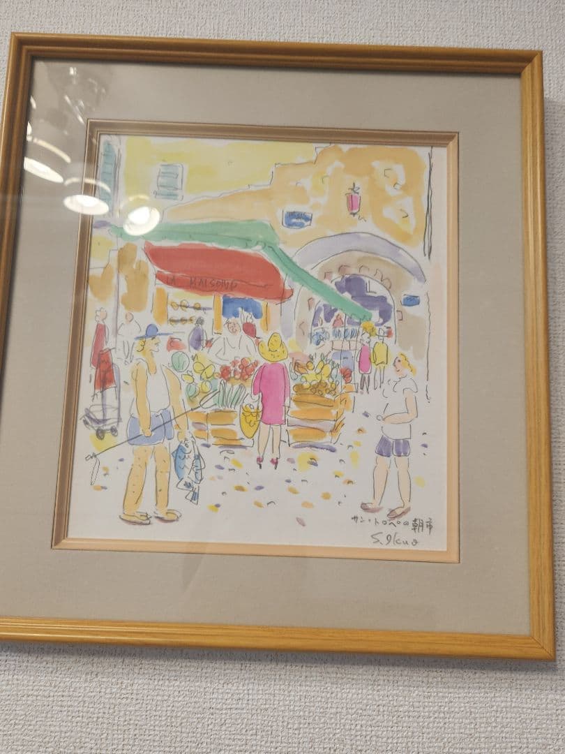 嶋田幾雄　絵画　風景　サン・トロペの朝市