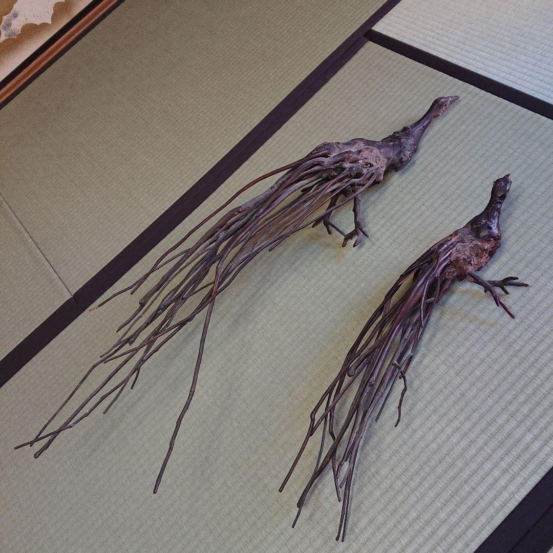 【大正レトロ/明治レトロ/昭和レトロ 】木製置物 孔雀 くじゃく 花台 当時物