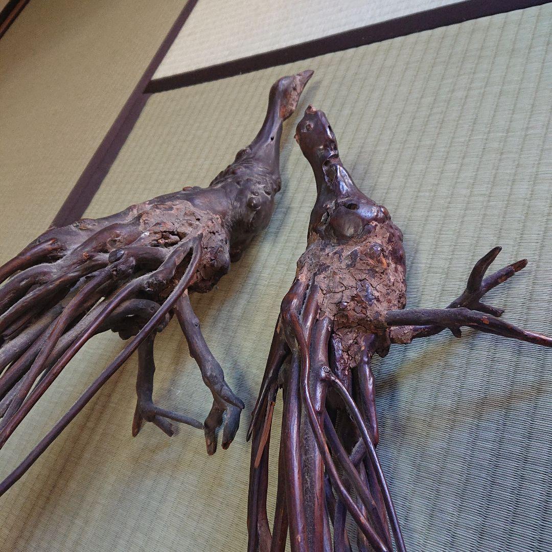 【大正レトロ/明治レトロ/昭和レトロ 】木製置物 孔雀 くじゃく 花台 当時物