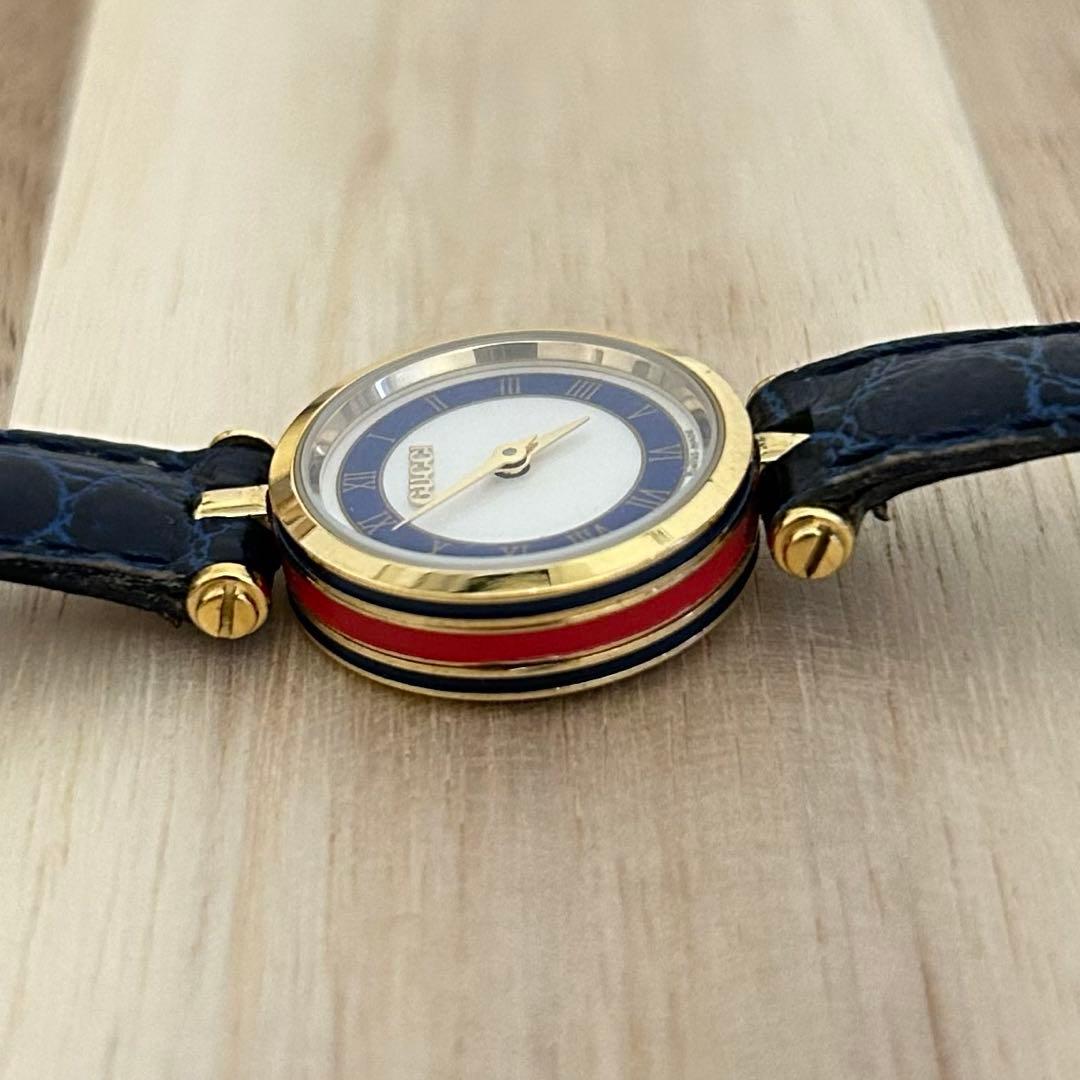 【美品】GUCCI グッチ シェリーライン ブルー オールド 腕時計