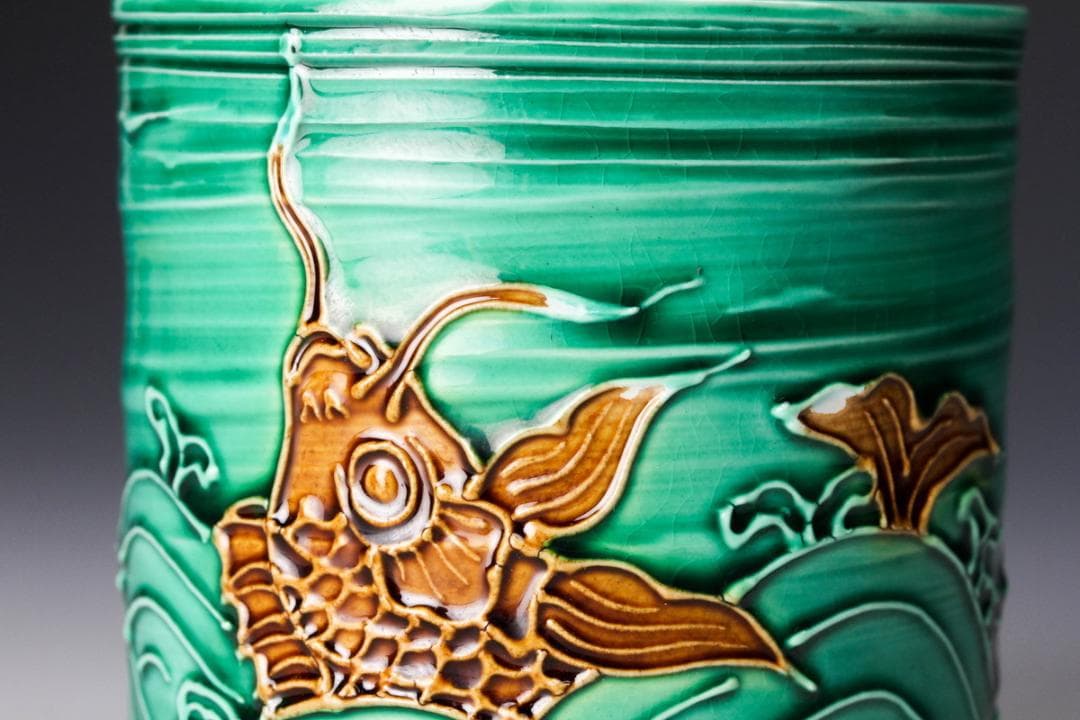 【美品】茶道具・蓋置｜中村翠嵐・青交趾（荒磯）