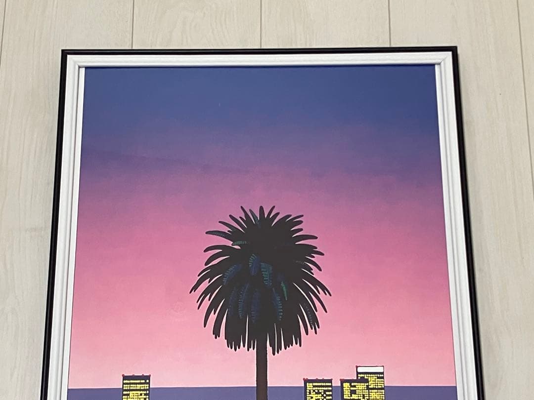 【額縁付き】 永井博（Hiroshi Nagai） A2ポスター　紫
