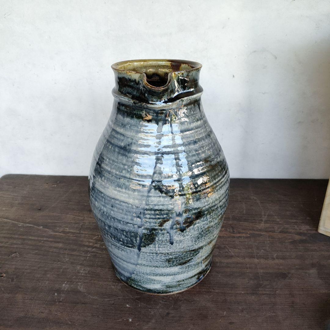 平山元康 共箱あり 水差しピッチャー高さ30cm未使用に近い陶器陶芸民藝花器花瓶