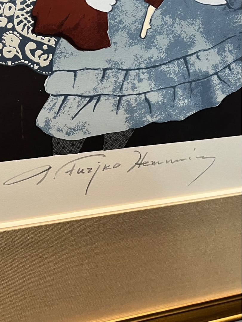 フジコ・ヘミング　「人形を抱く少女」2008年制作限定160 　シルクスクリーン