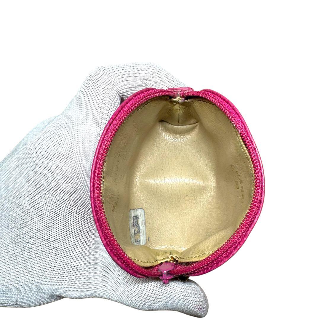 シャネル　ピンク　ケース　ミニ財布　デカココ　キャビアスキン　正規品