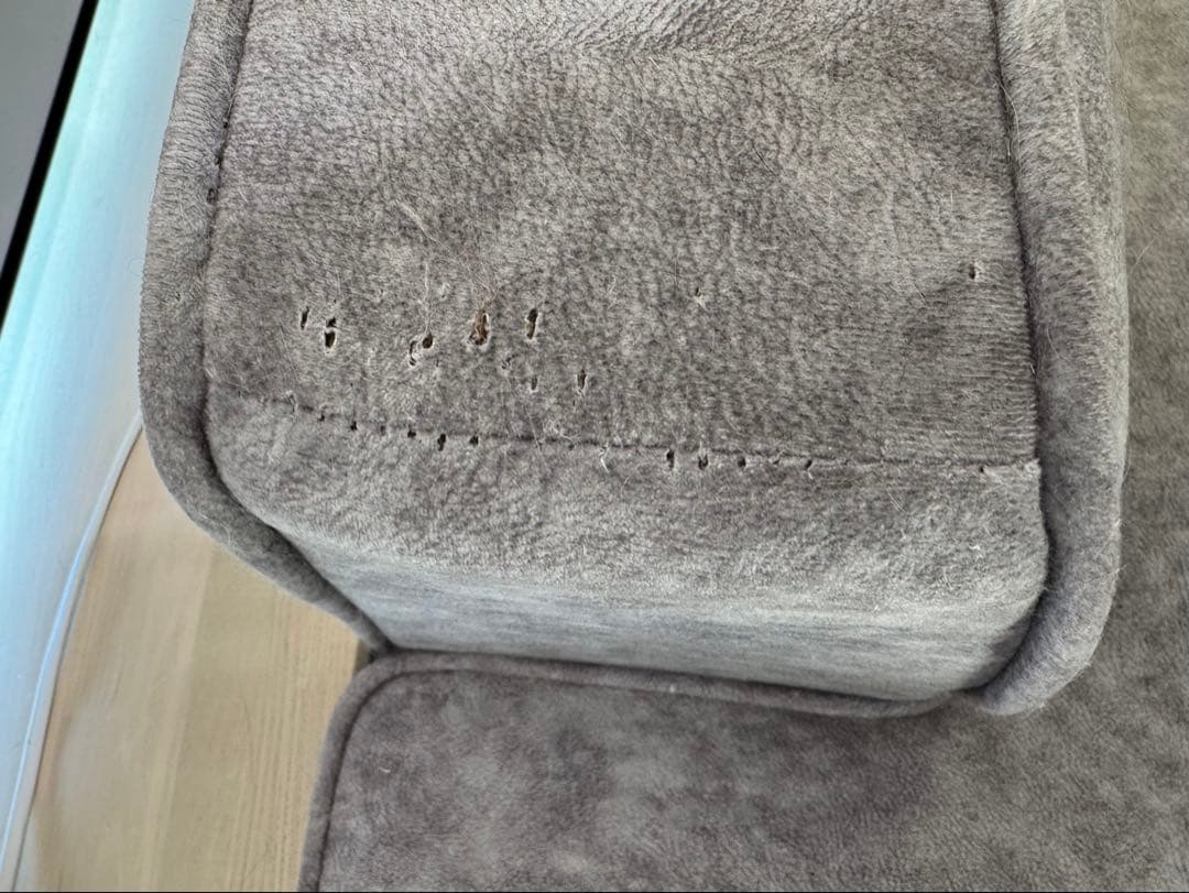 スウェード調カウチソファ(オットマン付き)