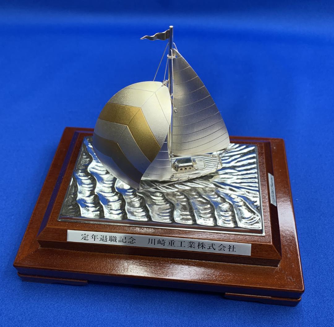 A-712【 銀製ヨットの置物 】銀製工芸品 TAKEHIKO（武比古）
