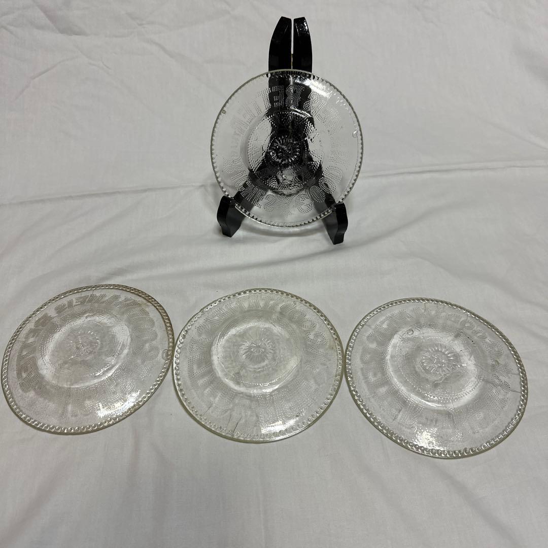 【新品未使用品】明治〜昭和　ガラスプレート4枚セット