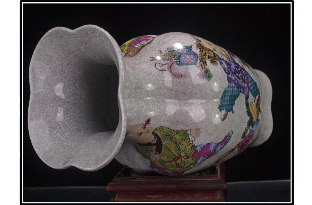 中国 清時代　在銘手描き花瓶 美術品骨董品 DE1035B14-4