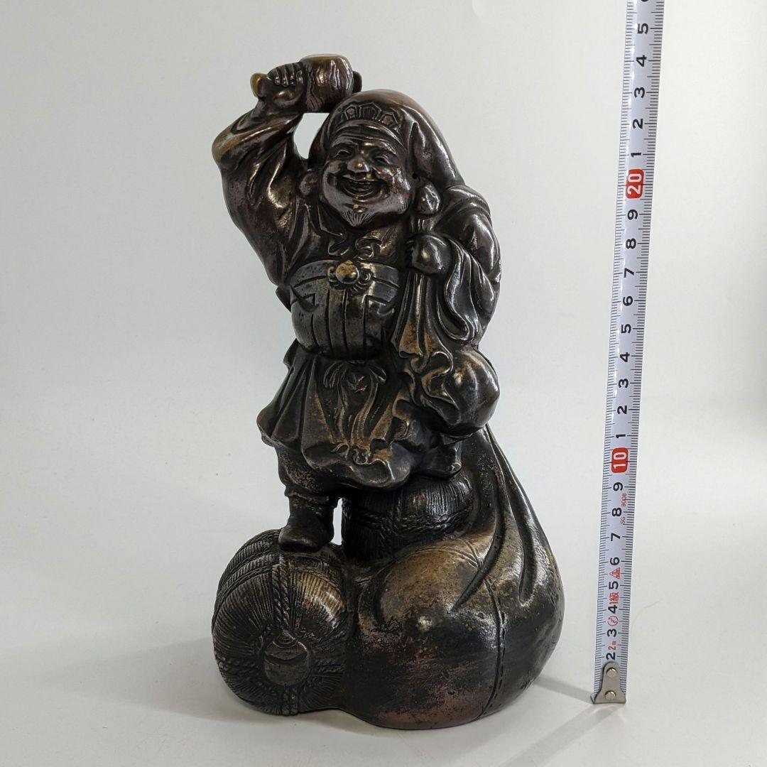 明治～昭和初期 備前焼 大黒天像 置物 七福神 打ち出の小槌 縁起物 工芸品