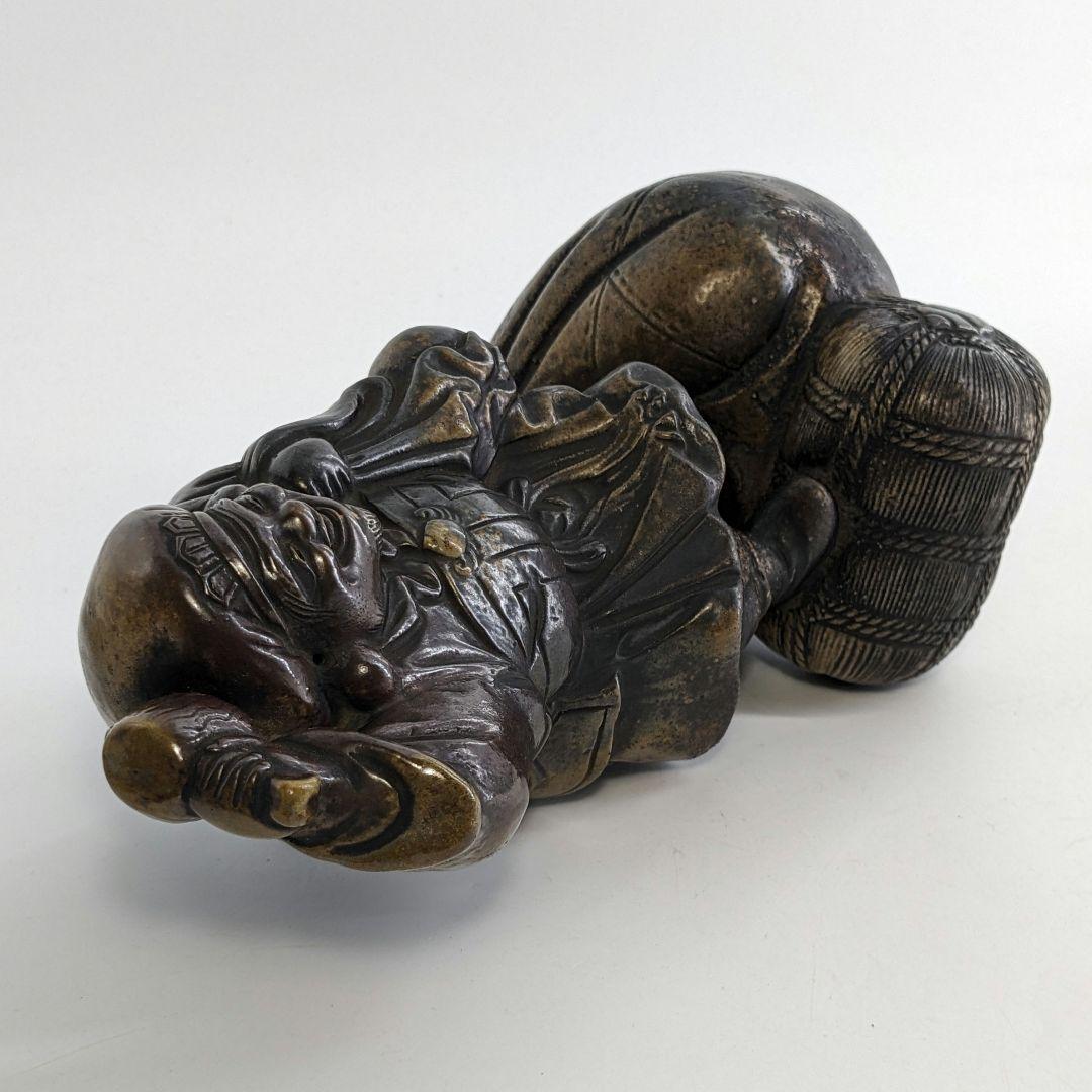 明治～昭和初期 備前焼 大黒天像 置物 七福神 打ち出の小槌 縁起物 工芸品