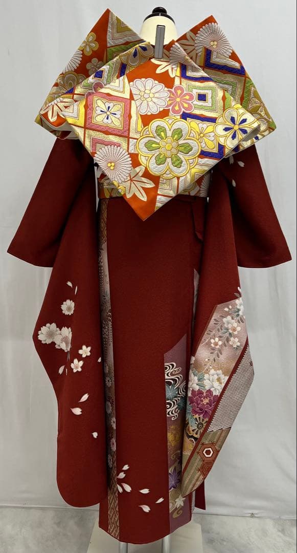 振り袖　フルセット　長襦袢　金彩加工　刺繍入り　成人式　全通長尺袋帯　608