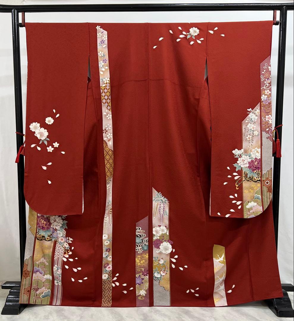 振り袖　フルセット　長襦袢　金彩加工　刺繍入り　成人式　全通長尺袋帯　608