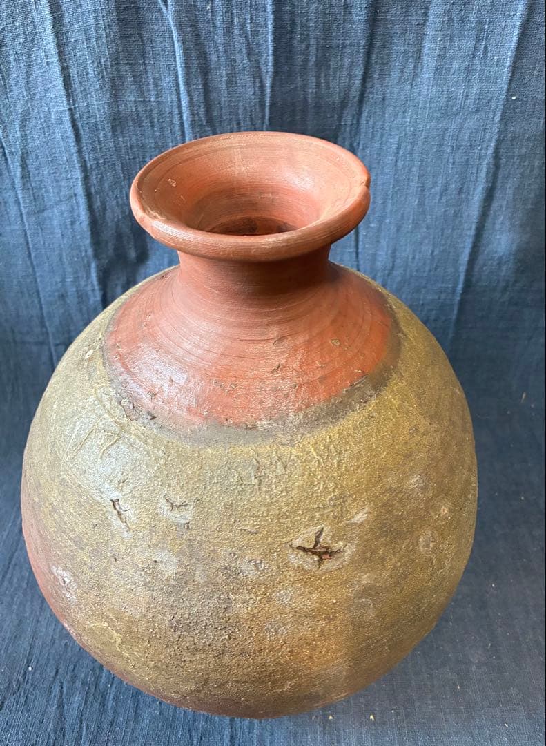 古備前　蕪徳利　被せ焼　酒器　花入れ