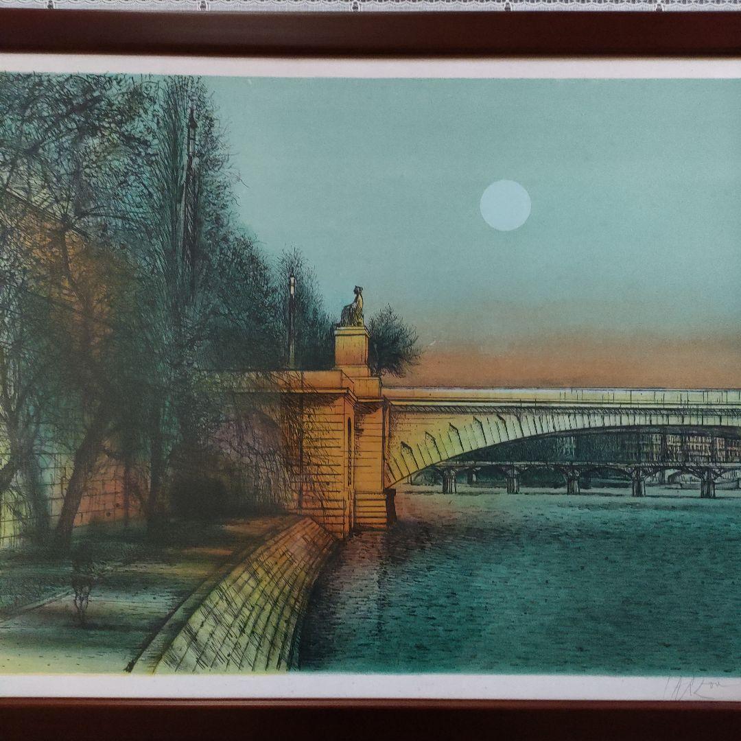 ジャン·カルズーCarzou　オリジナル大判リトグラフ『セーヌ河畔』直筆サイン入