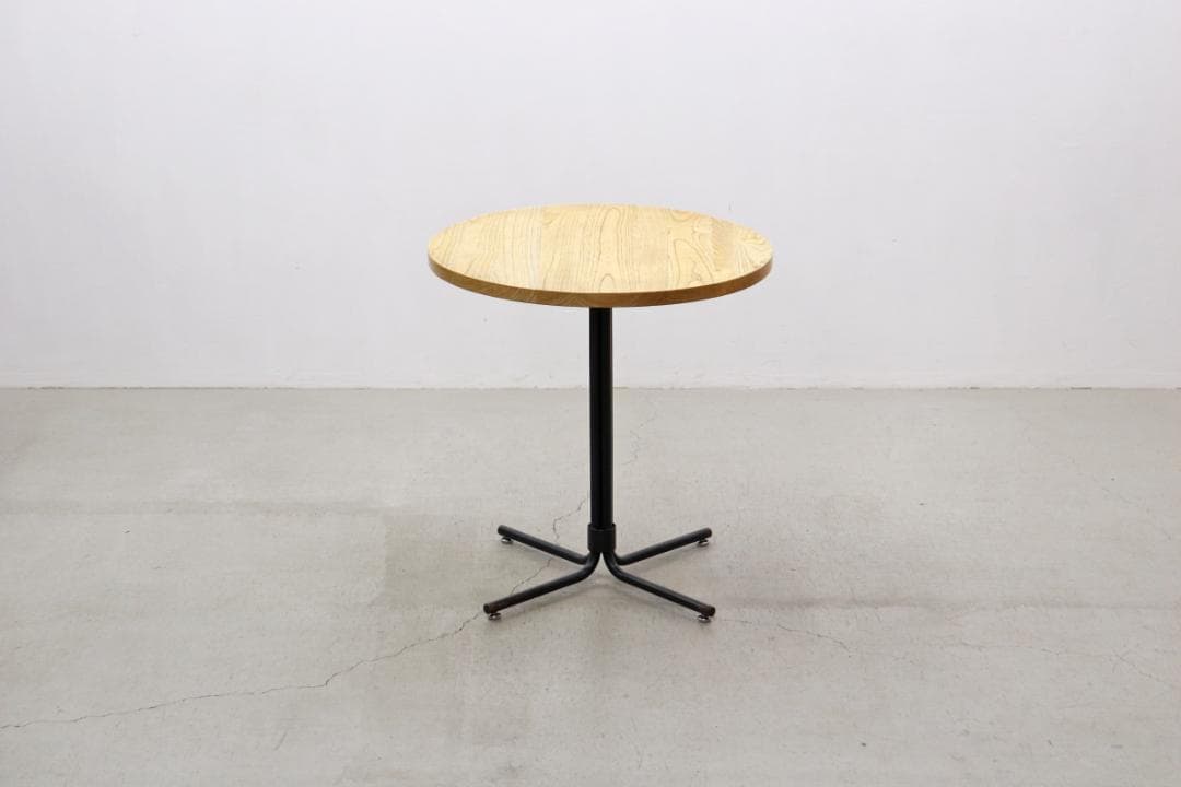 クラッシュゲート バインド タモ無垢材 ラウンド カフェテーブル アイアン