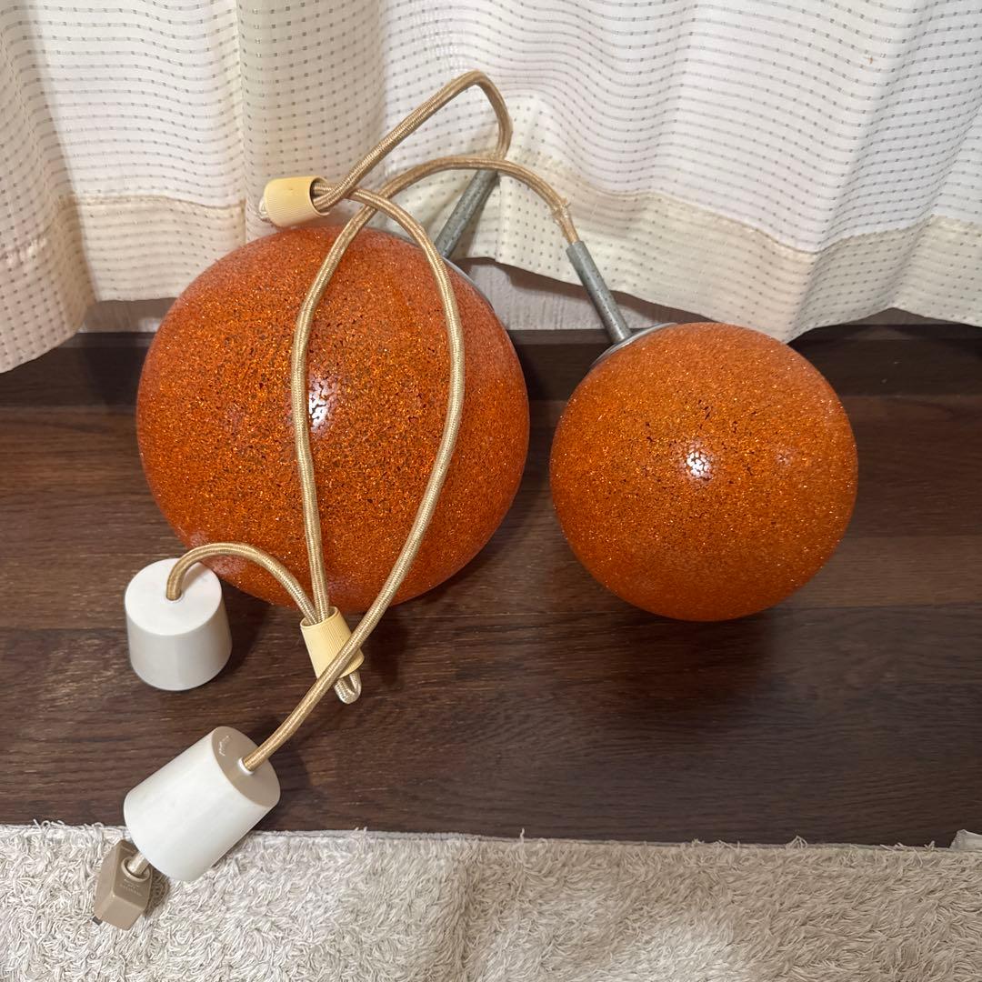 みん 照明 ライト ランプシェード ナショナル 樹脂製 オレンジ 球体×2