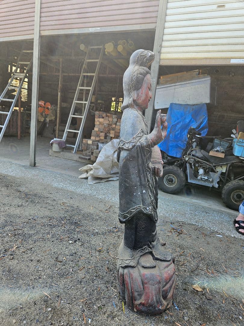 木製仏像風彫刻 約123cm