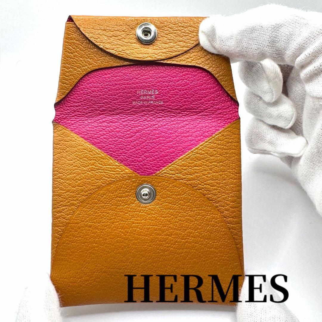 値下げ★新品同様✨エルメス ケース バスティア ヴェルソ レザー キャメル