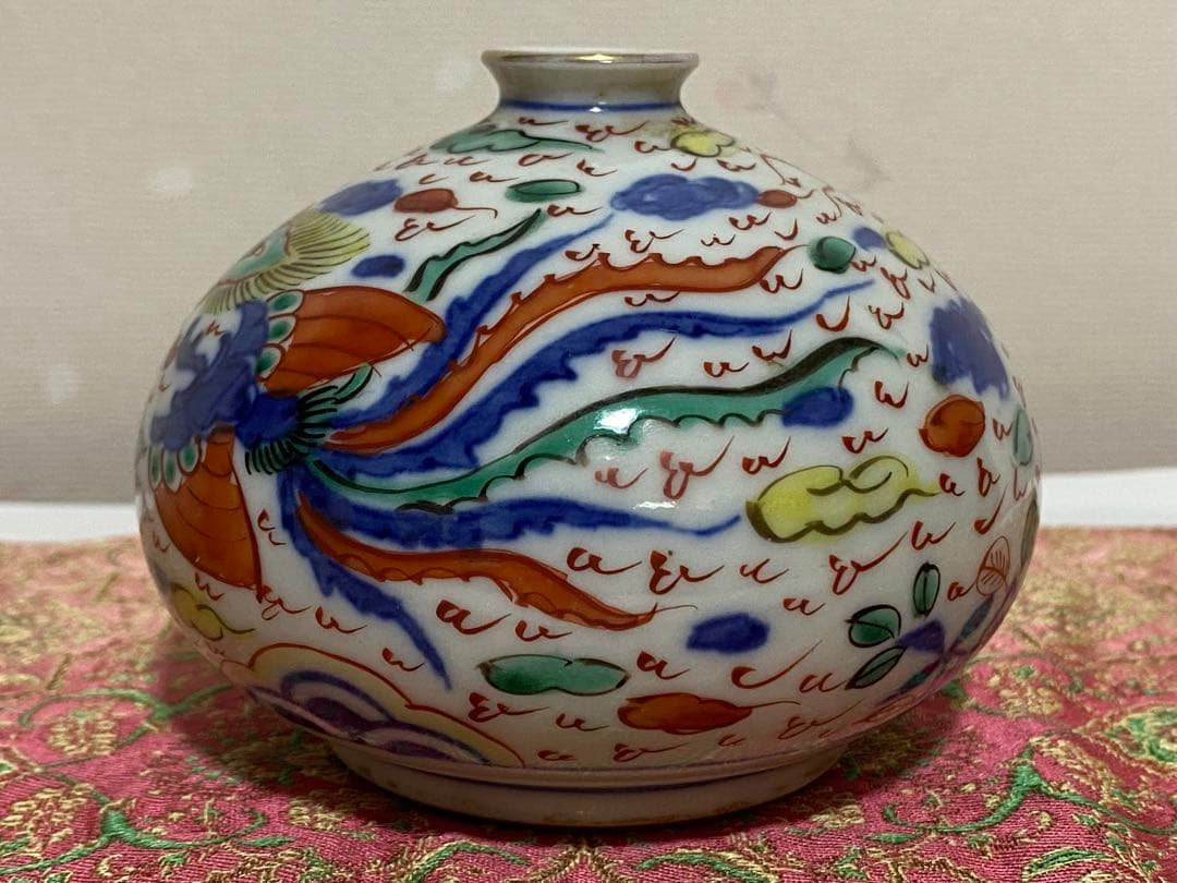 ♦️中国陶磁器 大明萬暦年製銘 染付赤絵 小壺？萬暦赤絵 古美術品 骨董品