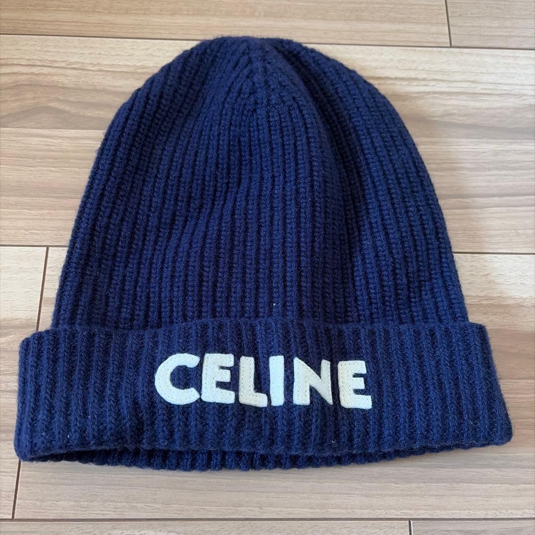 CELINE ネイビー ニット帽