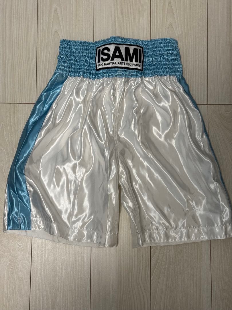 ISAMI ボクシングショーツ M ホワイト/ブルー　はじめの一歩　オーダー品