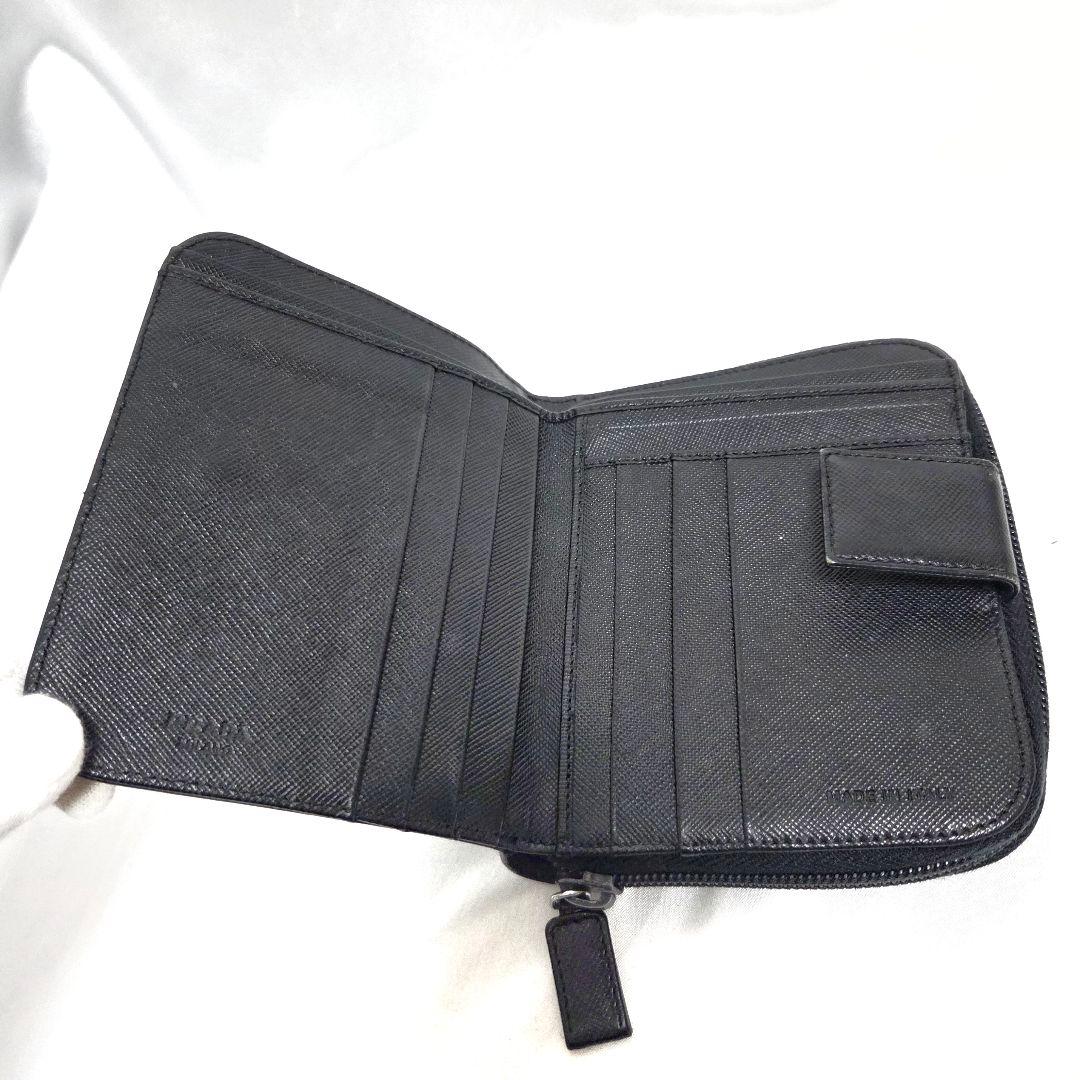 0時まで PRADA 二つ折り財布 三角ロゴ サフィアーノレザー ブラック