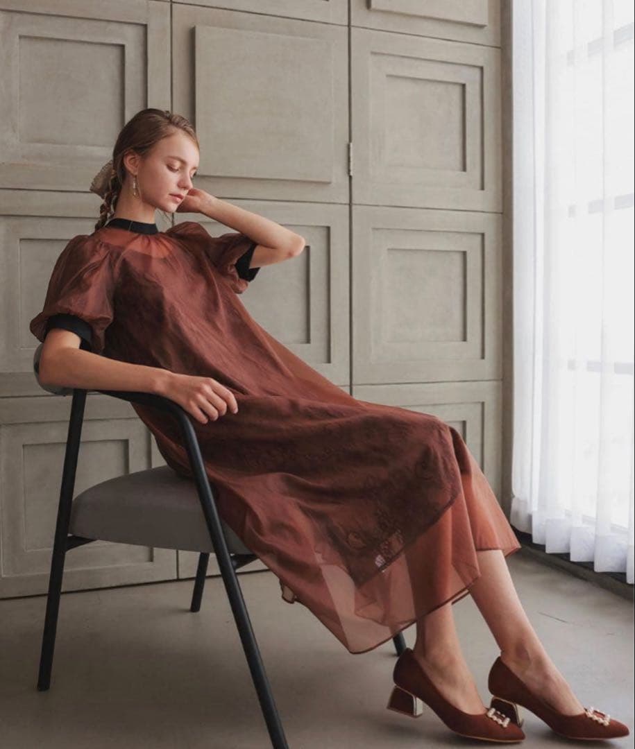 ク★新品★ドリードール　Aラインシアードレス　ブラウン　M