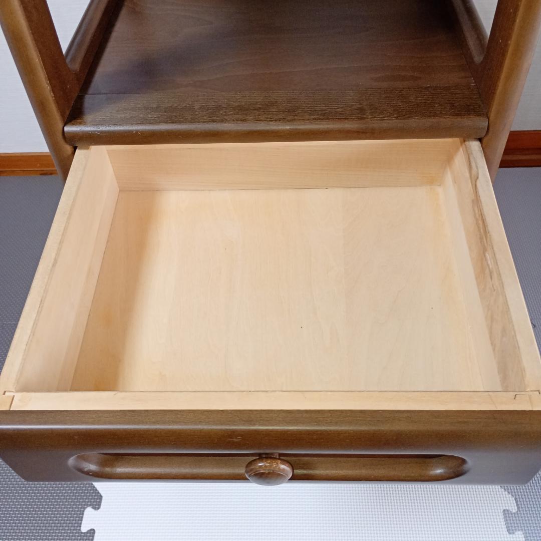 【良品】カリモク 引き出し付き電話台 昭和レトロ 木製 チェスト 引き出し