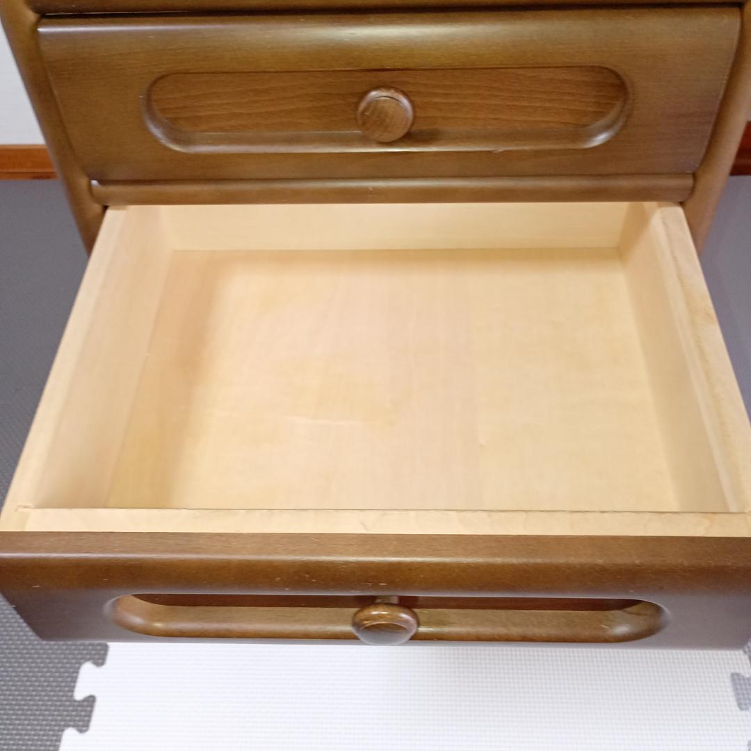 【良品】カリモク 引き出し付き電話台 昭和レトロ 木製 チェスト 引き出し