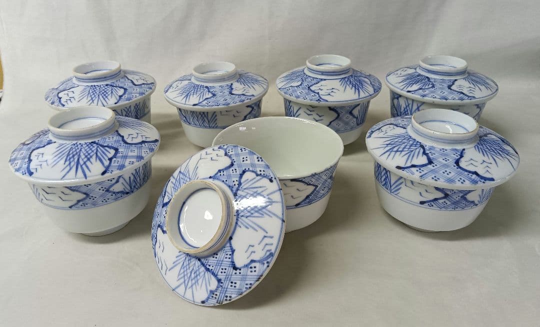 寉峰　蓋付飯椀　5客　茶碗蒸し器　7客 小丼　骨董品　時代物　小鉢　和食器