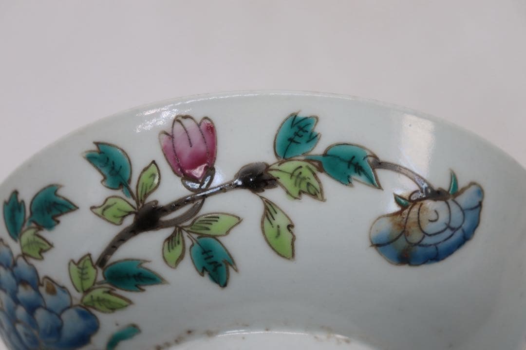 ※中国　清時代　粉彩　花卉紋高台皿　送料込み250529