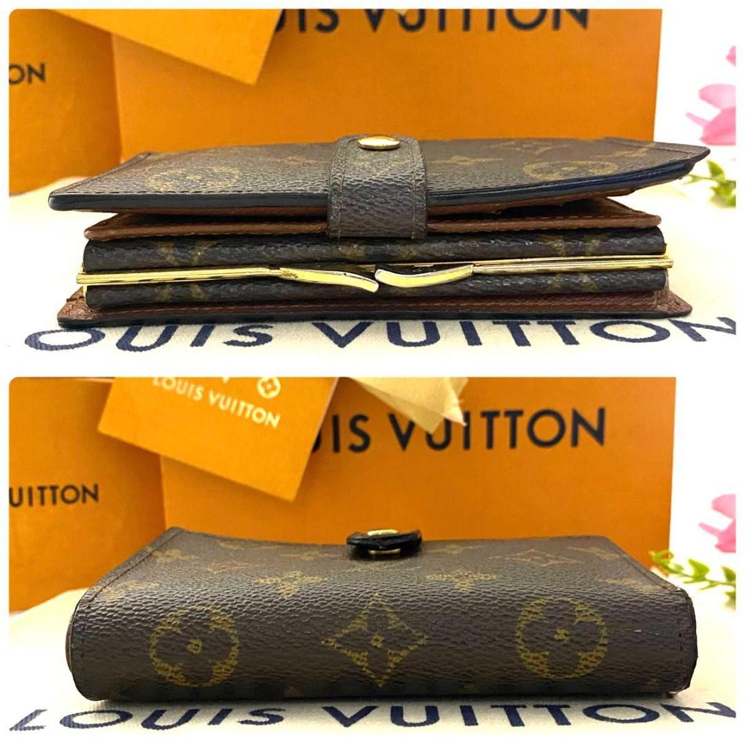 ルイ ヴィトン◎ヴィエノワ モノグラム ２つ折り財布 がま口 ブラウン 茶色