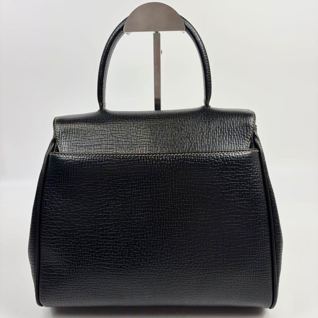 専用ロエベ レザー ハンドバッグ ターンロック ロゴ型押し 黒