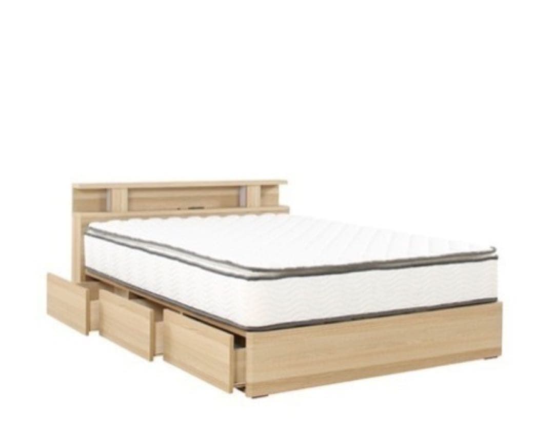 【☆春ウララ☆】シングルベッドフレーム　引き出し・ライト付き