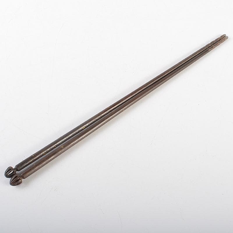 茶道具　香玉堂　鉄張本象嵌　松葉文　火箸　共箱　C　R7228