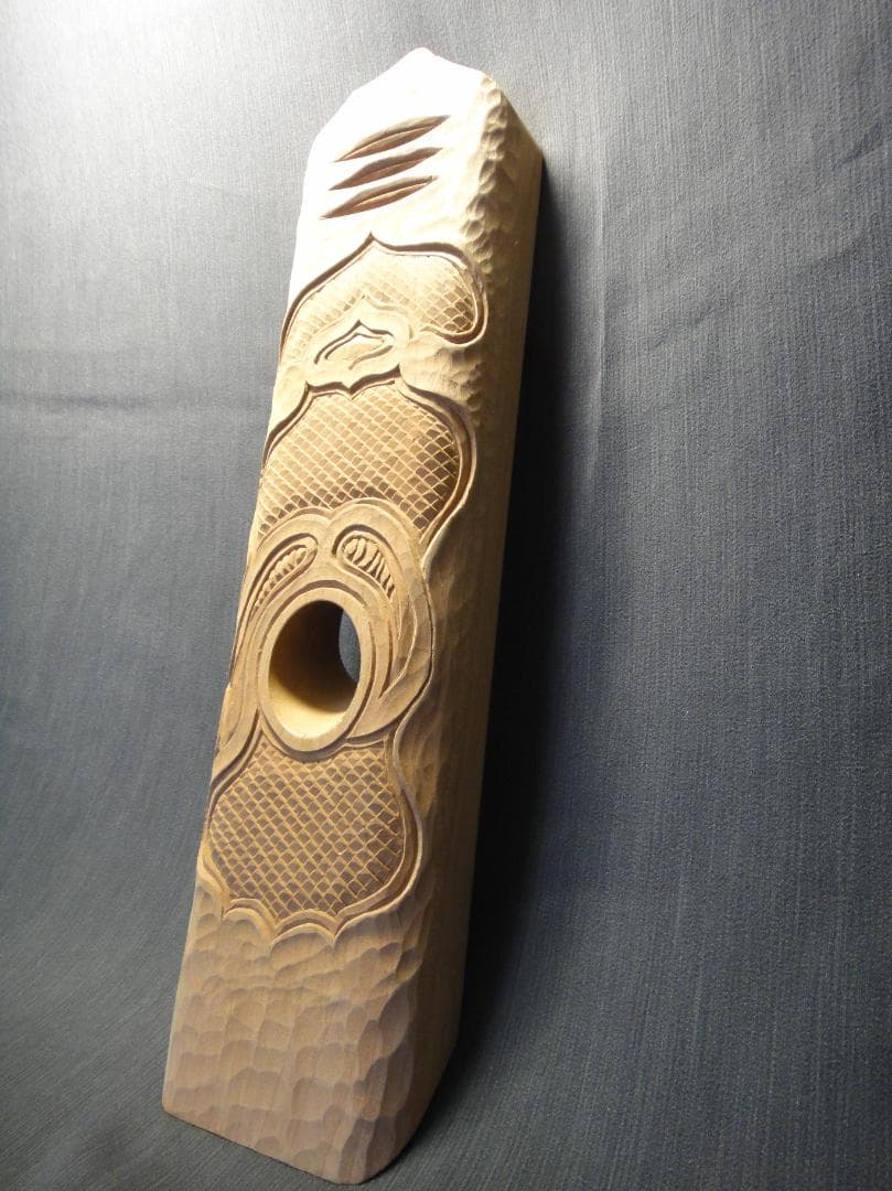 貝澤徹 作 『ワインラック』 二風谷　木彫り 彫刻 木彫り アイヌ美術　鱗彫り