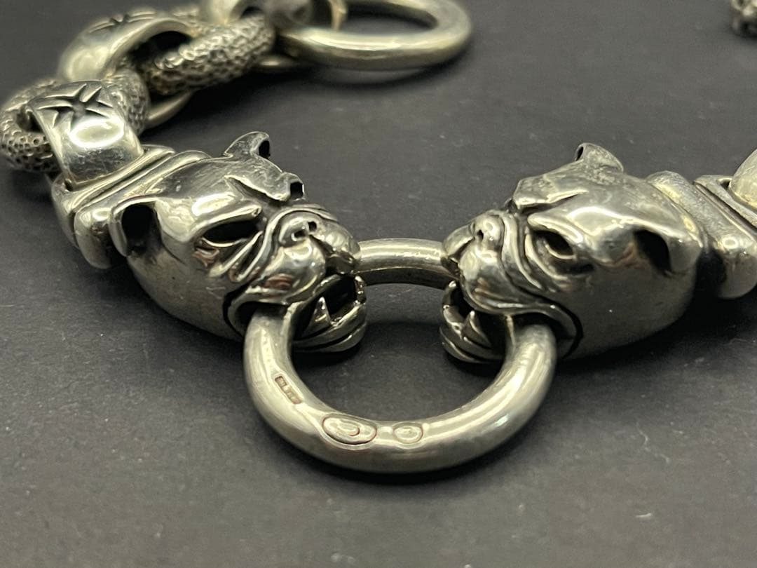 約140g シルバー925製　ブルドッグ　ブレスレット　ビンテージ
