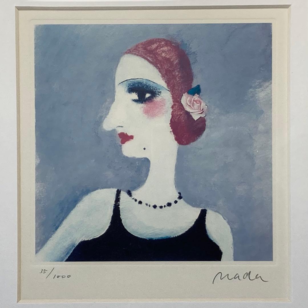 灘本唯人 バラの髪飾り シルクスクリーン リトグラフ 版画