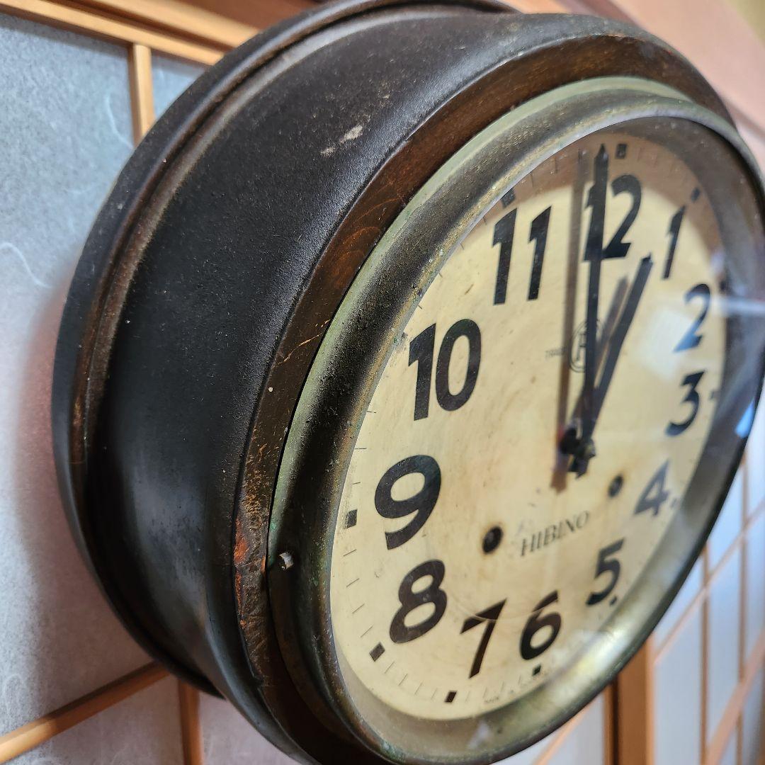 【ジャンク】掛け時計　ゼンマイ式　HIBINO