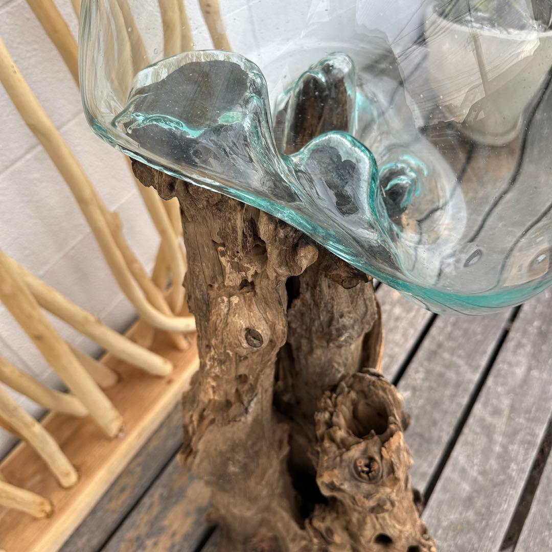 【送料無料】バリ島流木ガラスビッグサイズw30×d35×h102cmメダカ7-A
