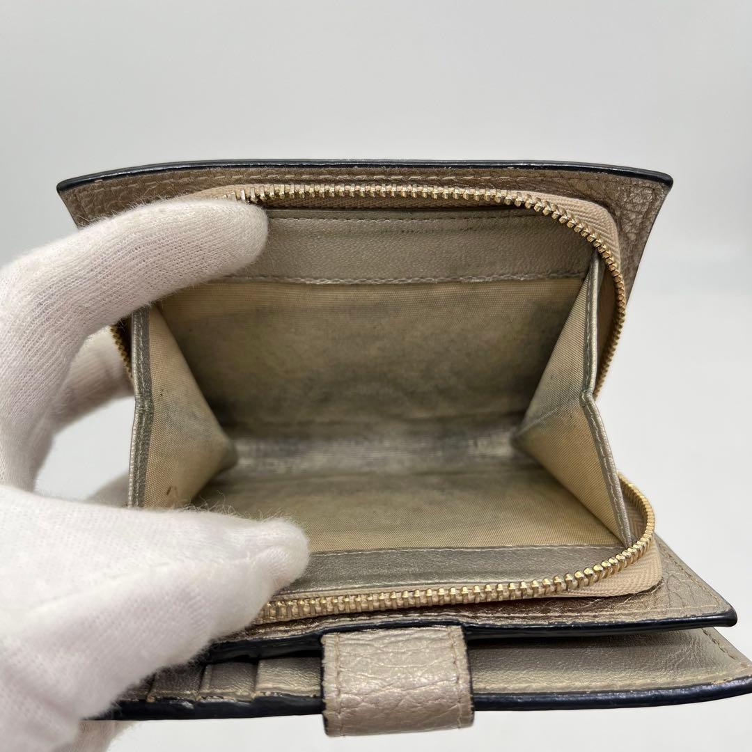 【美品】クリスチャンディオール 二つ折り財布 カナージュ ロゴ金具 レザー