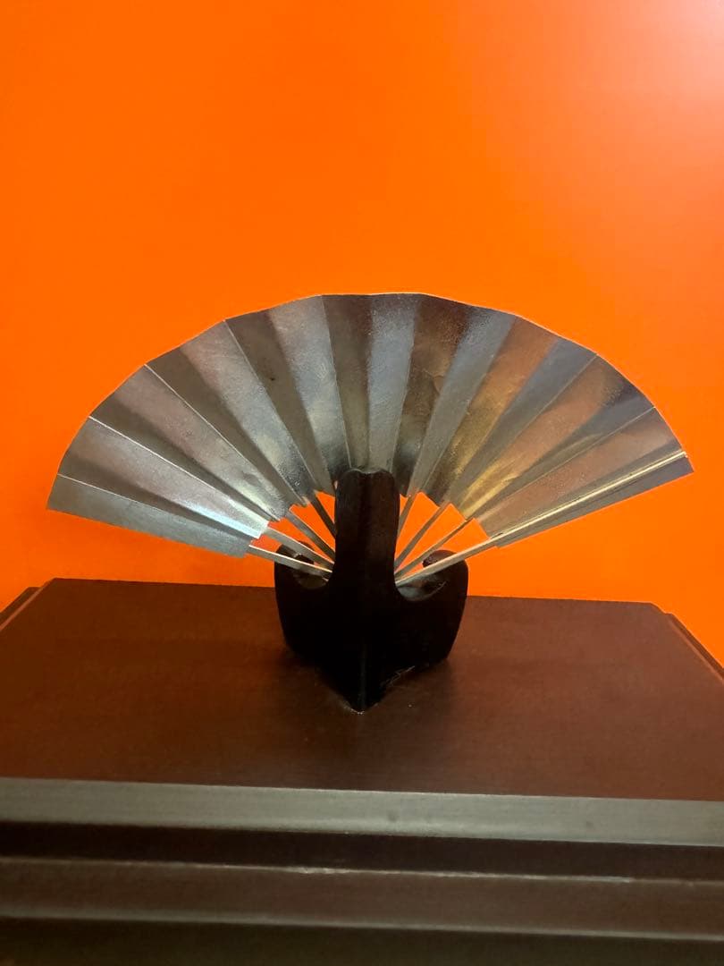 1643   純銀 光則作 ★ 松竹梅 扇 ガラスケース入り 置物 飾物 飾り物