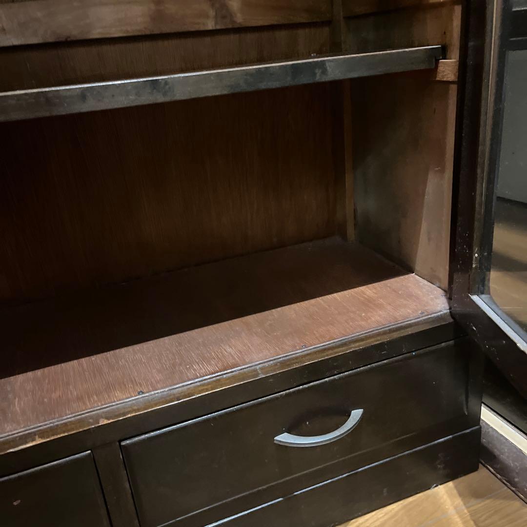 茶箪笥　和風収納棚 ガラス扉付き　アンティーク高さ約133㎝