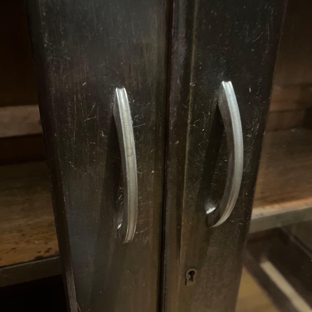 茶箪笥　和風収納棚 ガラス扉付き　アンティーク高さ約133㎝