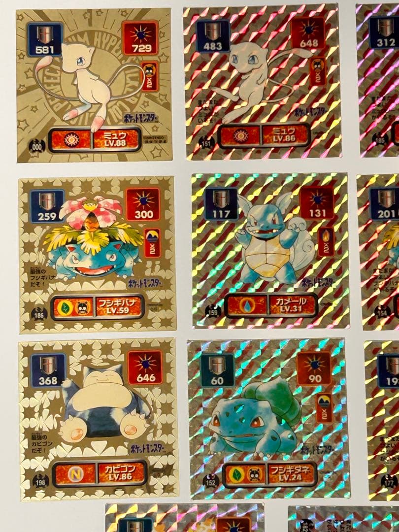 ポケモン シール烈伝初期★アマダ96年レトロシール★ミュウ、ミュウツー、カビゴン